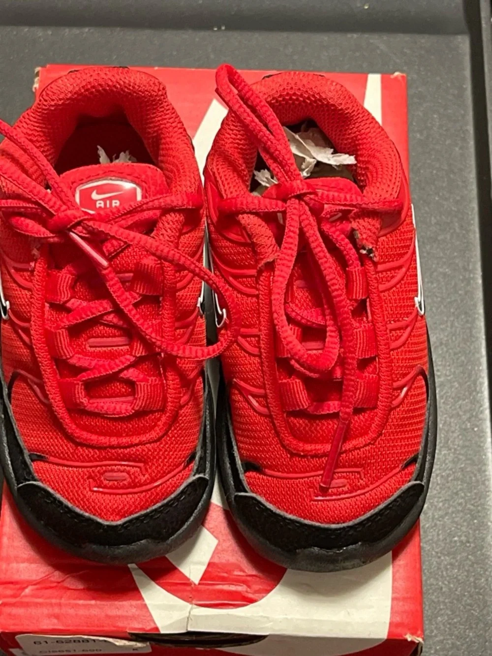 Nike Little Air Max Plus Toddler Sneakers in Red and Black